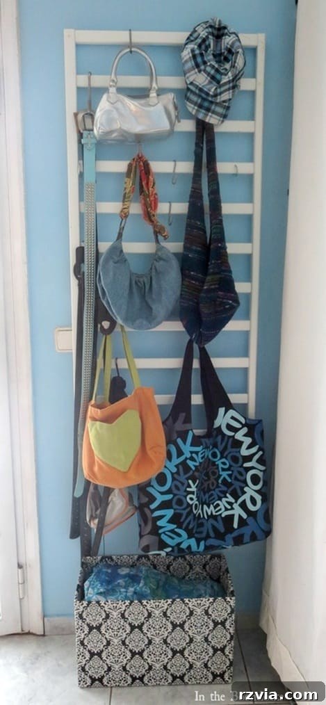 Repurposed Chic: A Teen Girl's Unique Bedroom Makeover 13 After: Crib side repurposed as a stylish accessory organizer in a teen's room, a unique upcycling idea.