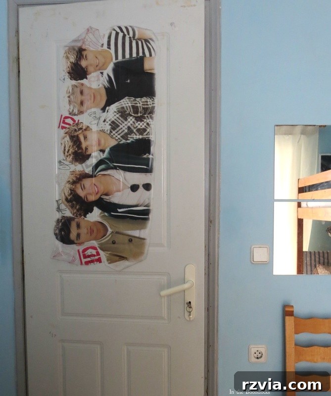 Repurposed Chic: A Teen Girl's Unique Bedroom Makeover 18 One Direction poster hidden behind the door, indicating a preference for a less cluttered teen bedroom.