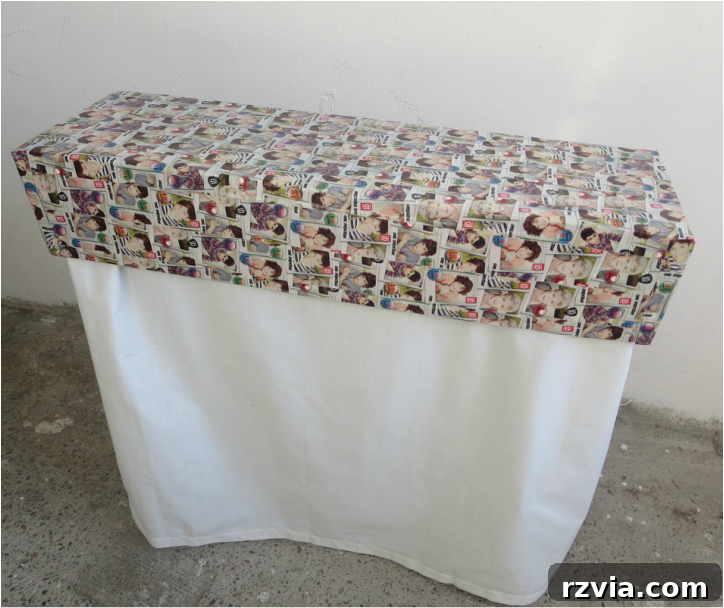 Combining the fabric skirt and Washi tape cover for a complete heater disguise. Hiding under the wrong direction www.theboondocksblog.com