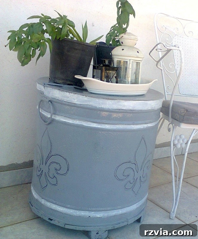 Collection of revamped olive oil barrels