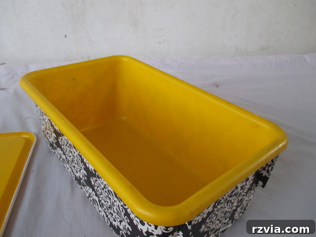 Inside the yellow box, showing the vibrant interior contrast