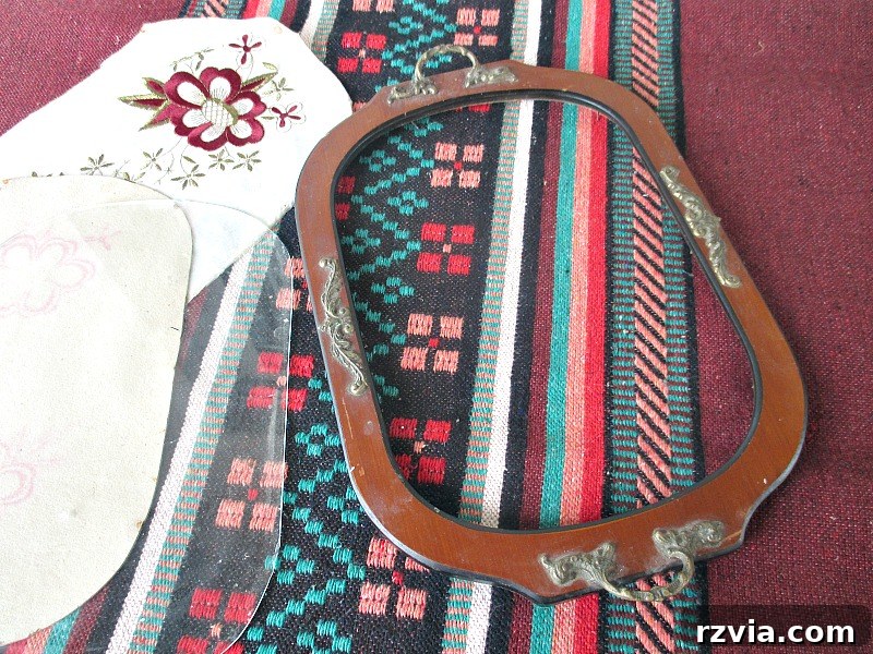 Reimagining a Vintage Serving Tray 4 The pieces of the vintage serving tray taken apart.