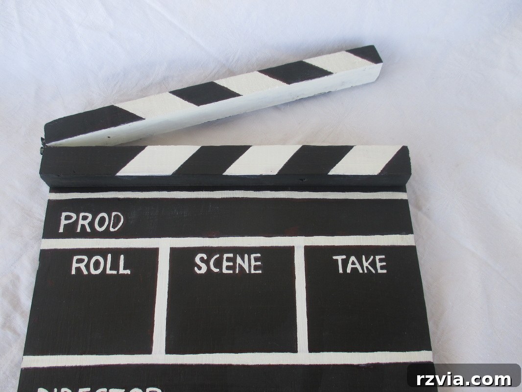 Close-up of the DIY clapperboard showing intricate details, A sound of inspiration www.theboondocksblog.com
