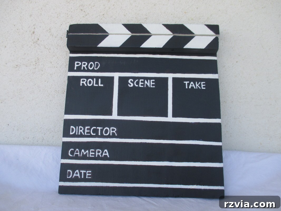 A finished chalkboard clapperboard, ready for filming, A sound of inspiration www.theboondocksblog.com