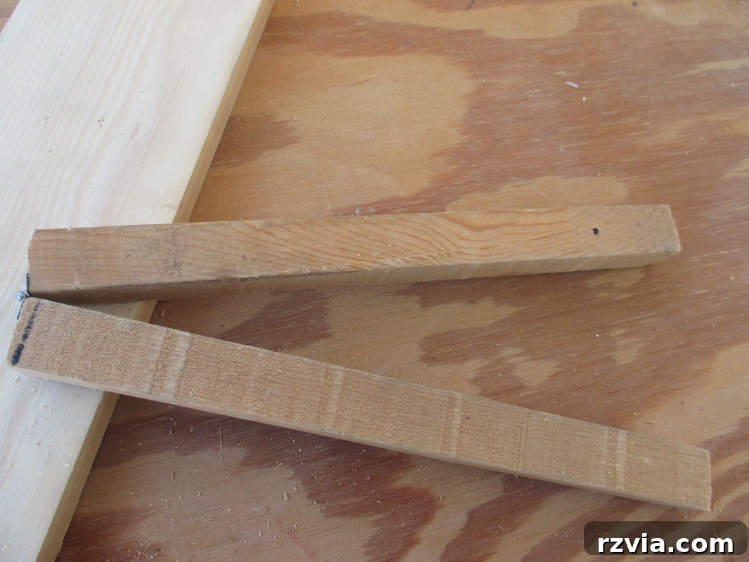 Cutting a long piece of slim wood in half for hinges, A sound of inspiration www.theboondocksblog.com