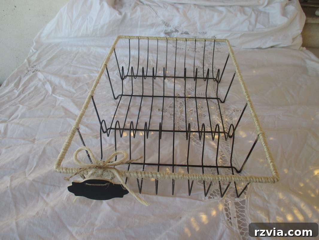 The wire dish rack starting to take on a new life