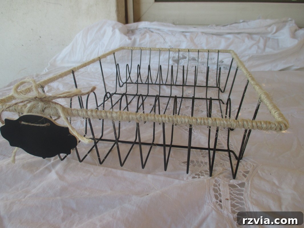 The repurposed dish rack holding files and magazines