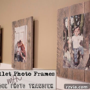 DIY pallet wood photo frames with transferred images