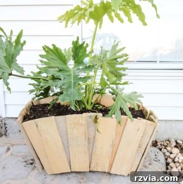Scalloped pallet wood planter for garden decoration