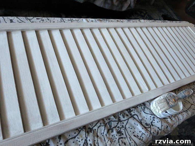 Unconventional Shutter Stenciling Secrets 4 The shutter beautifully painted white with two coats of chalky finish paint, ready for the next step in its transformation into unique wall decor. Follow this guide to make your own stenciled shutter art.