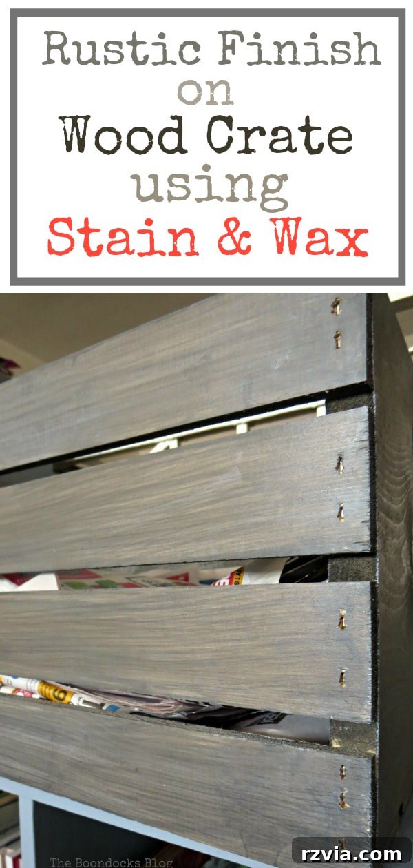 Learn how to easily transform Michaels wooden crates into rustic farmhouse storage using barnwood stain and wax! This photo tutorial provides all the steps for a beautiful DIY crate makeover.