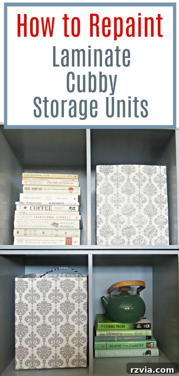 Effortless Cubby Storage Refresh 16 Pinterest pin image for cubby storage unit makeover