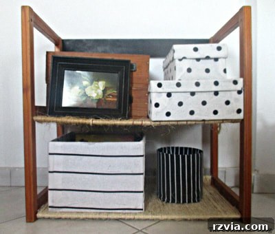 Effortless Cubby Storage Refresh 10 Storage unit wrapped in twine
