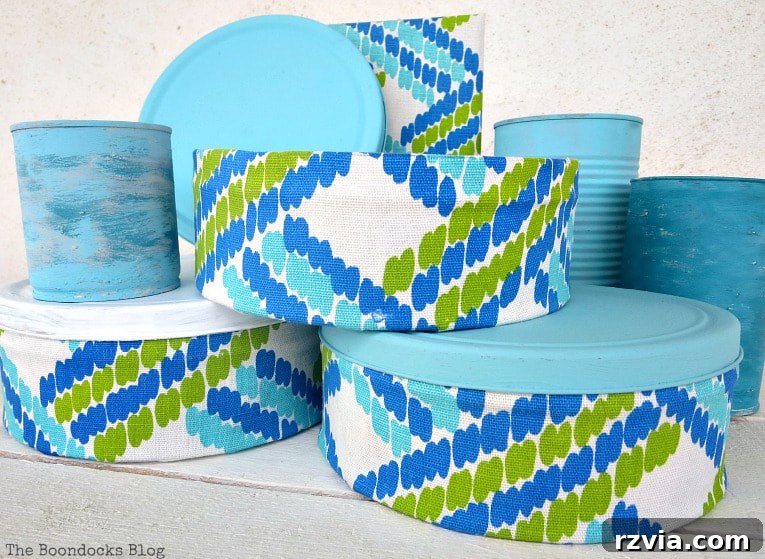 From Discarded to Desired: Upcycling Your Clothes with Style 21 A plain tin can beautifully covered in decorative fabric, transforming it into an elegant storage container.