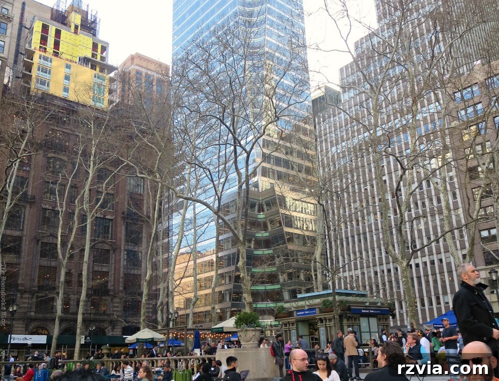 The striking Bank of China skyscraper at the southwest corner of Bryant Park, New York, adding a modern touch to the city's skyline.