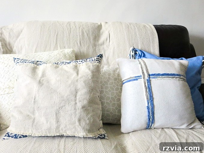 Upcycle Your Fabric Scraps: 5 Easy Pillow Projects 19 A charming collection of five unique pillows, all crafted from upcycled fabric remnants like old clothes and sheets.