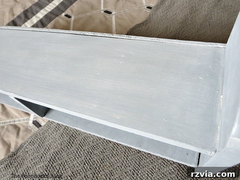 Top view of the finished shelf, highlighting how the shimmer appears when illuminated by light.
