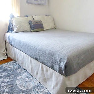 DIY No-Sew Bed Skirt tutorial image.