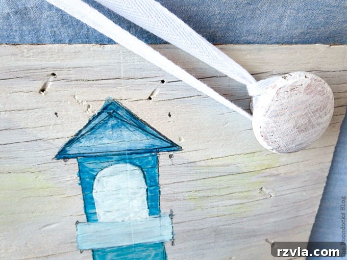 Coastal Creations from Repurposed Finds 14 Repurposed knobs painted white to blend with the whitewashed plywood base of the beach art
