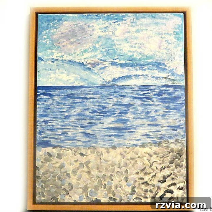 Coastal Creations from Repurposed Finds 21 A hand-painted beach-themed art piece, showcasing vibrant coastal colors and motifs