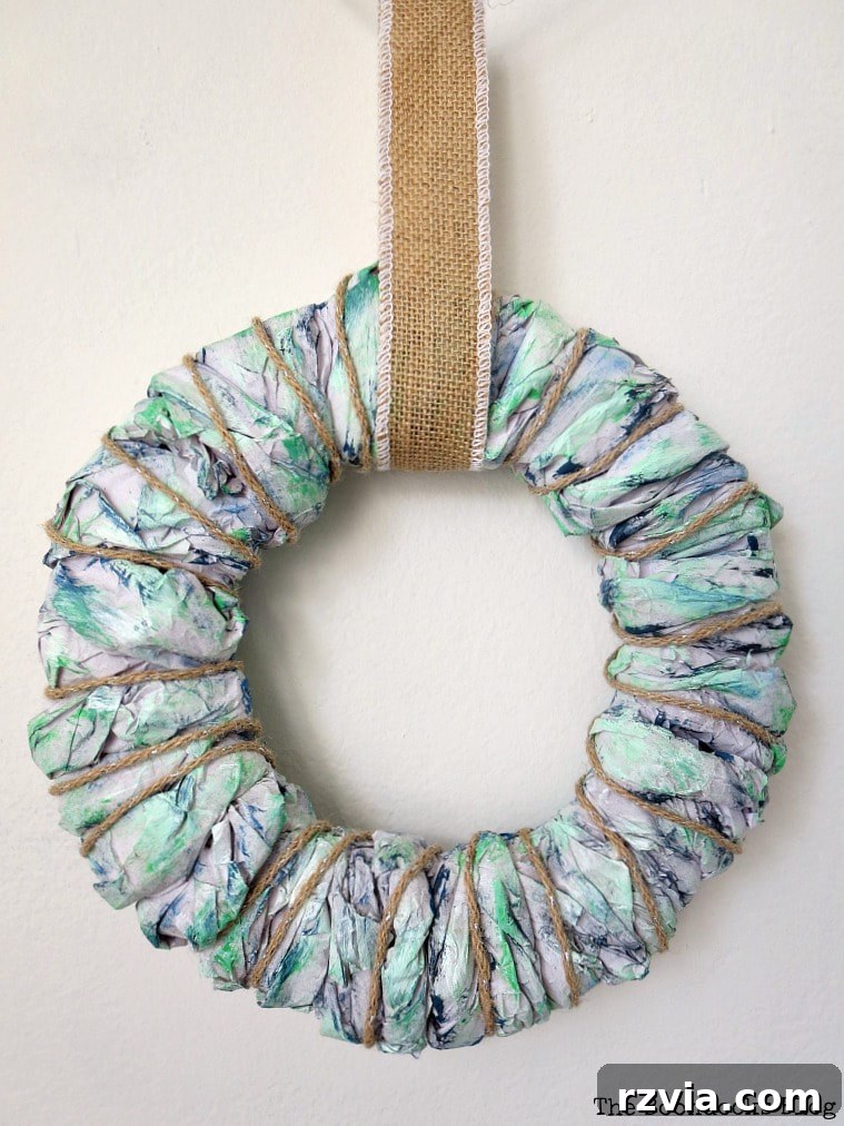 Bright Ideas Easy Colorful Packing Paper Wreath 2 An inviting, easy DIY wreath made with beautifully colored and textured packing paper, a perfect example of creative upcycling for home decor.