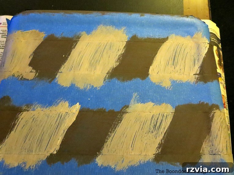 Crafting Your Charmingly Casual Coffee Nook 6 Painting a glass tray with acrylic paints to create a patterned design.