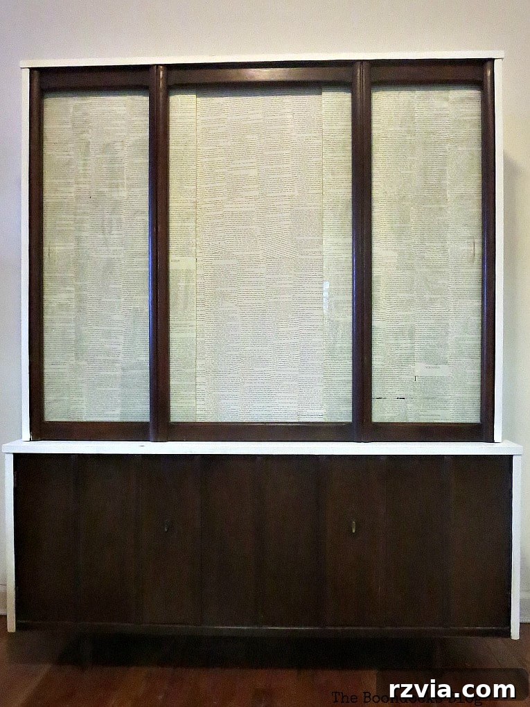 Revitalize Your MCM China Cabinet 2 Successfully completed makeover of a mid-century modern china cabinet, showcasing its restored beauty and fresh new look.