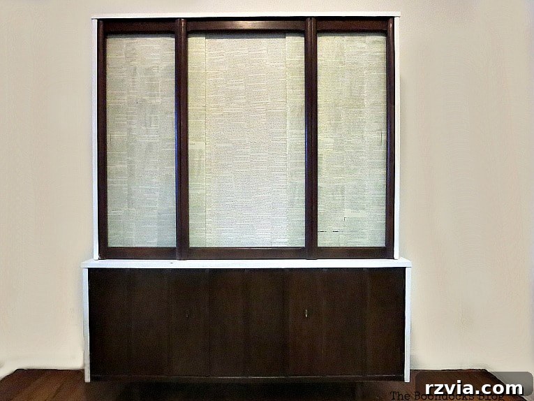 Revitalize Your MCM China Cabinet 18 The stunning, completed makeover of the mid-century modern china cabinet, showcasing its refreshed and contemporary design.
