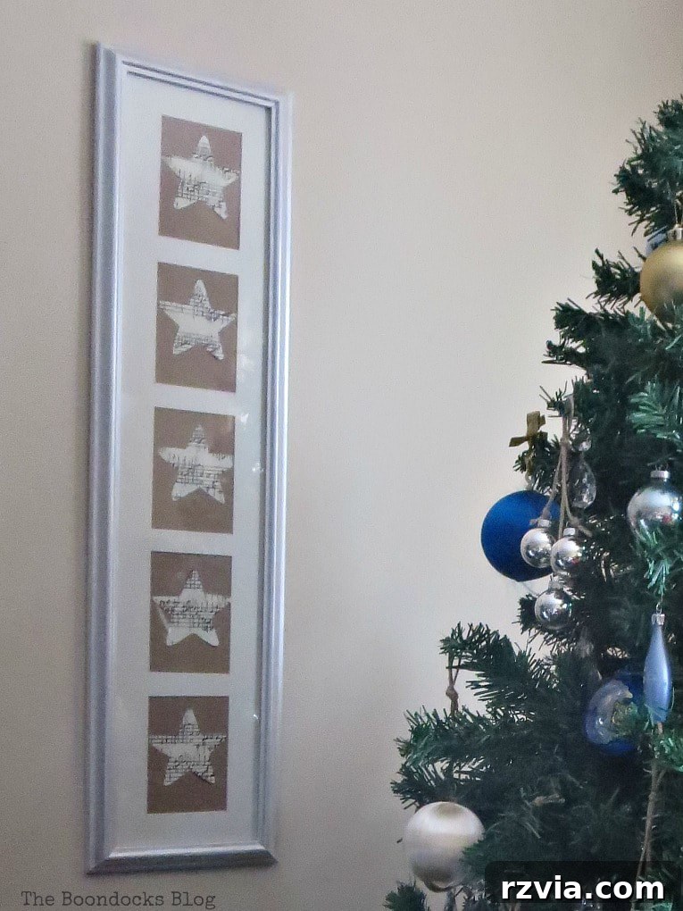 Your Home's Instant Spring Art Makeover 8 A versatile picture frame with five openings and musical stars, previously used beside a Christmas tree.