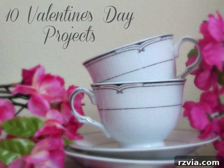 Logo for the 'Ten on Ten' blog hop, featuring various craft supplies, symbolizing a roundup of diverse DIY projects, specifically focusing on Valentine's Day crafts.