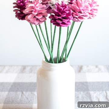 DIY tutorial on how to make beautiful, long-lasting pine cone roses, a perfect rustic Valentine's Day craft or gift.