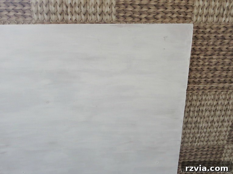 Close-up of the chalk-painted table top, showcasing the smooth finish.