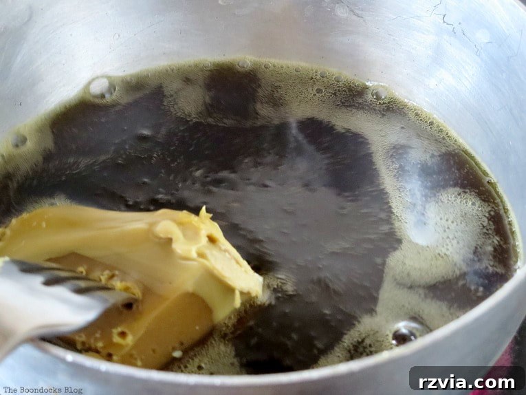 Craft Your Own Natural Beeswax Furniture Polish 7 Melting the beeswax.