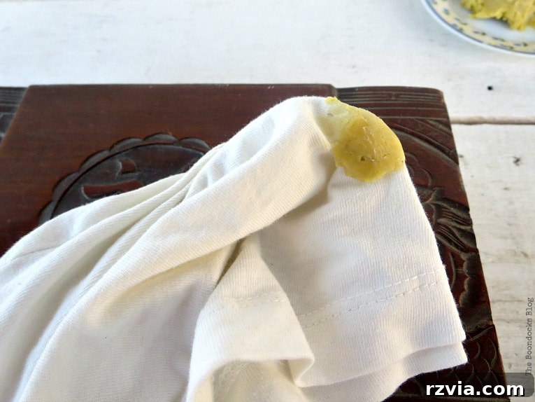 Craft Your Own Natural Beeswax Furniture Polish 10 Beeswax furniture polish on cotton cloth.