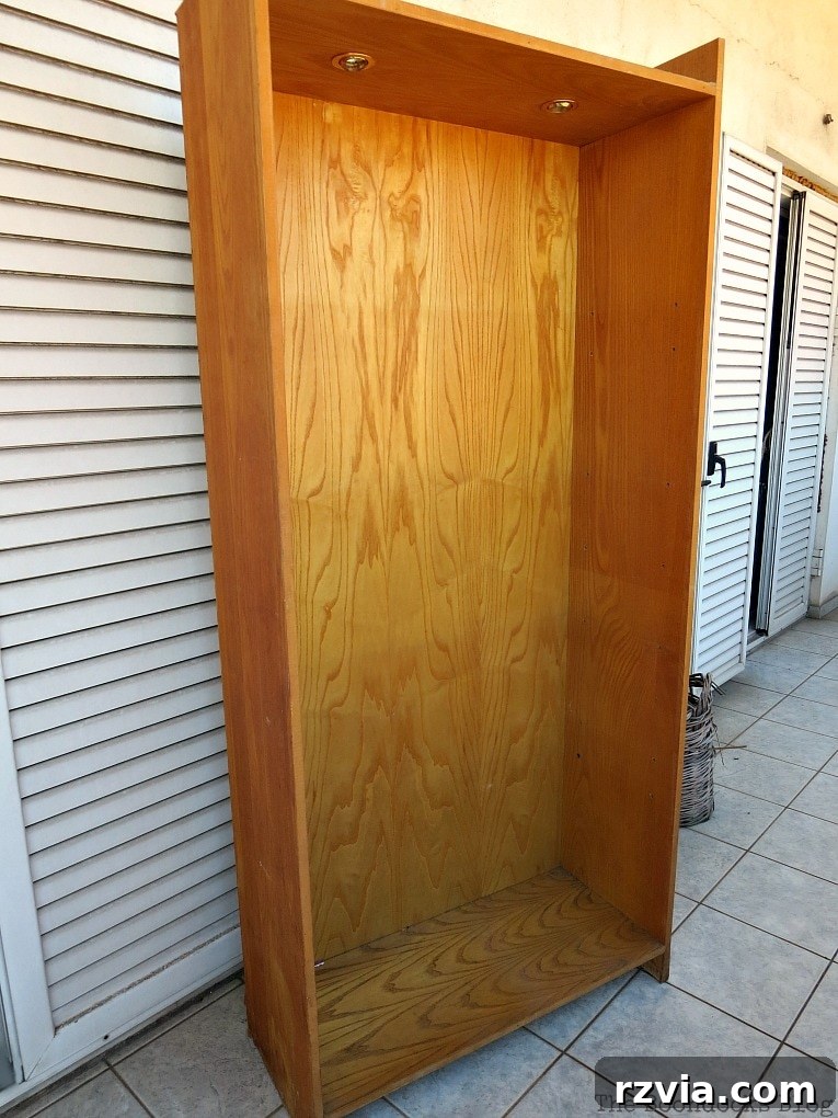 Upcycled Bookcases: Crafting Success, Avoiding Pitfalls 3 The original, old wooden bookcase before its transformation.