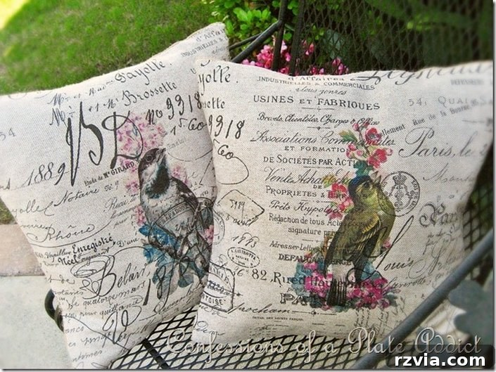 Creative DIY Presents Mom Will Adore 12 Elegant DIY vintage French script bird print pillows, perfect for adding comfort and style to Mom's relaxation space.