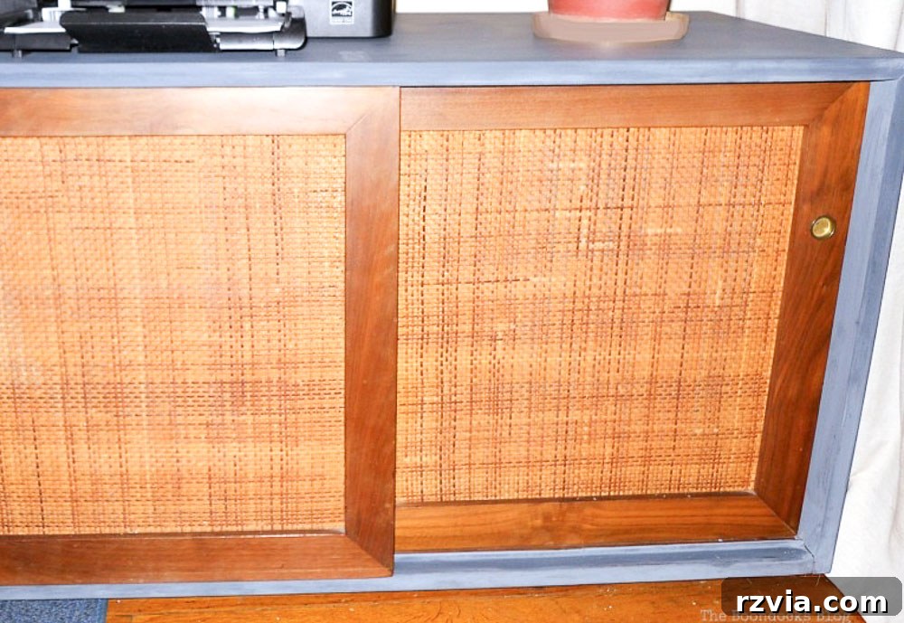Milk Paint Revived Mid-Century Modern Sideboard 15 The rejuvenated Mid-Century Modern sideboard in its full glory, ready to enhance any living space.