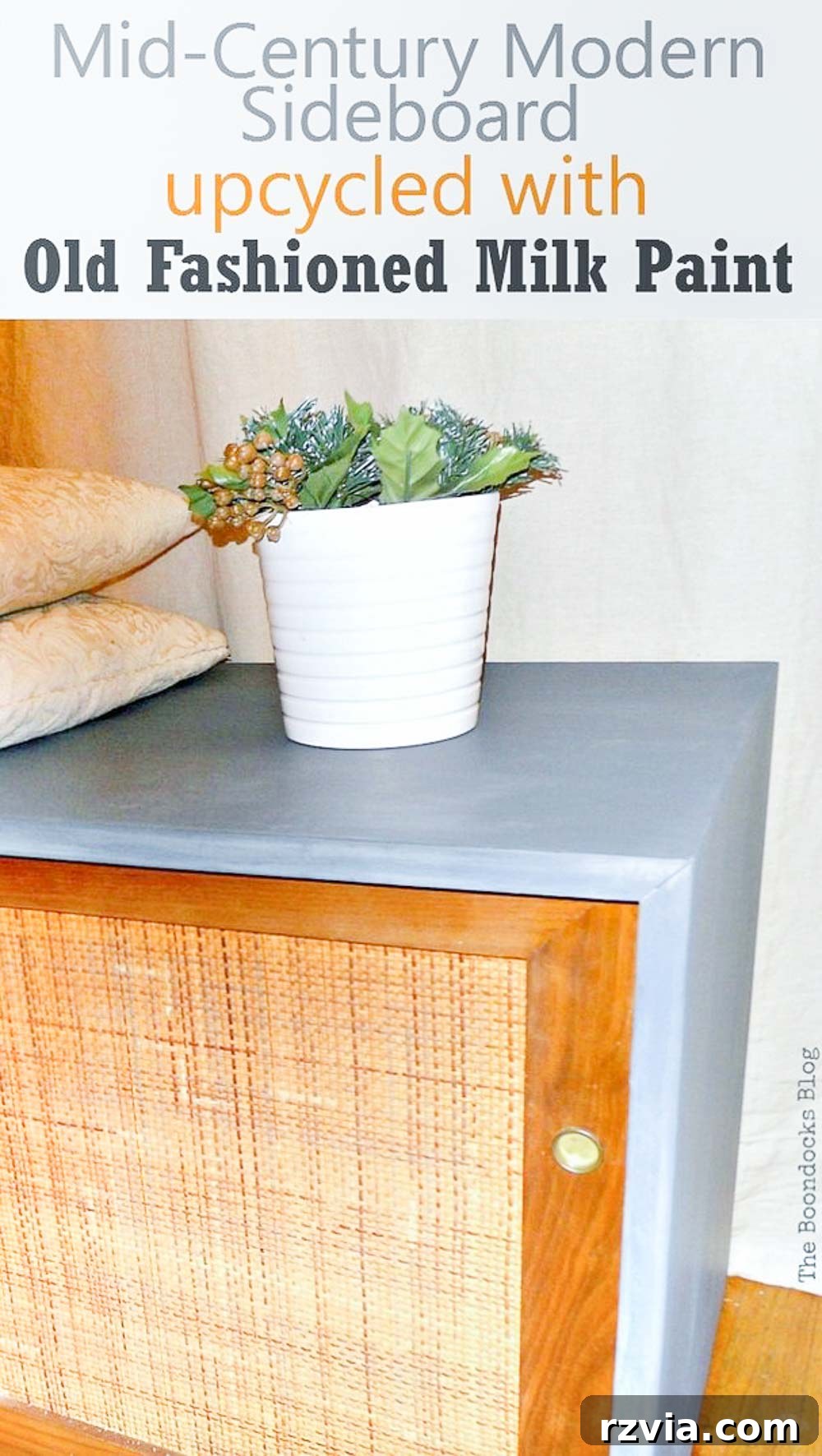 Milk Paint Revived Mid-Century Modern Sideboard 16 Final full shot of the stunning Mid-Century Modern sideboard, proudly displaying its renewed elegance.