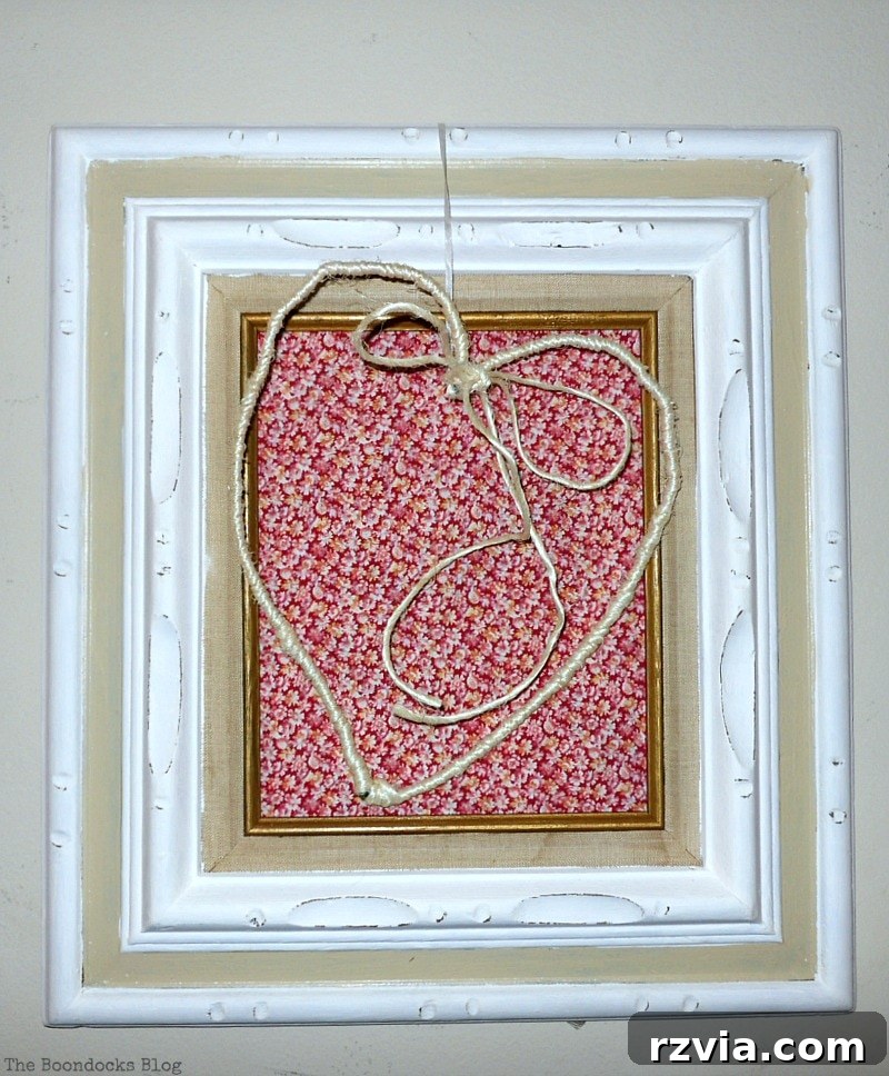 DIY Valentine Heart Frame 16 Beautifully finished Valentine's Day Framed Heart Craft, showcasing the rustic charm