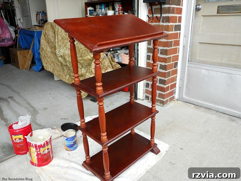 Getting ready to paint, How to Upcycle a Dictionary Stand with Chalk Paint www.theboondocksblog.com