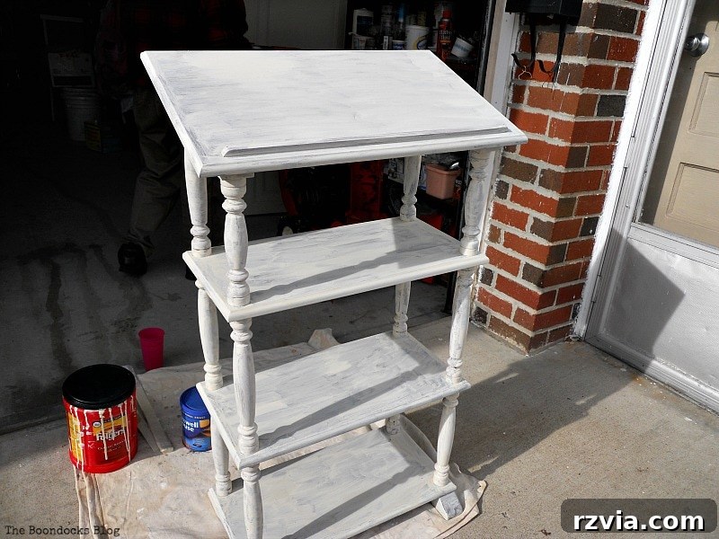 after first coat, How to Upcycle a Dictionary Stand with Chalk Paint www.theboondocksblog.com