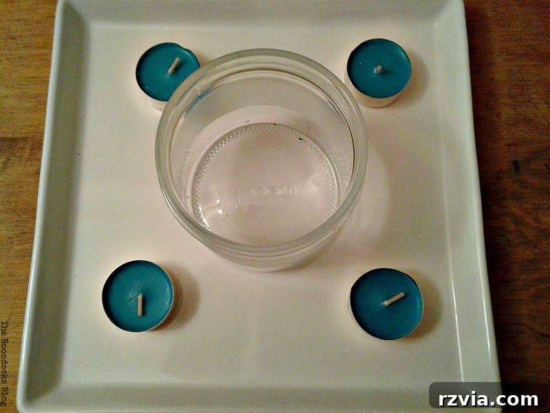Ember Brew 7 tealights and container placed on tray, Coffee with Tealights please www.theboondocksblog.com