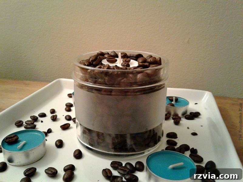 Ember Brew 9 more beans sprinkled around tray, Coffee with Tealights please www.theboondocksblog.com