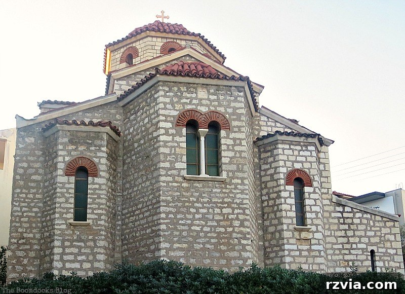 An imposing Greek Orthodox Church, a center of Epiphany celebrations