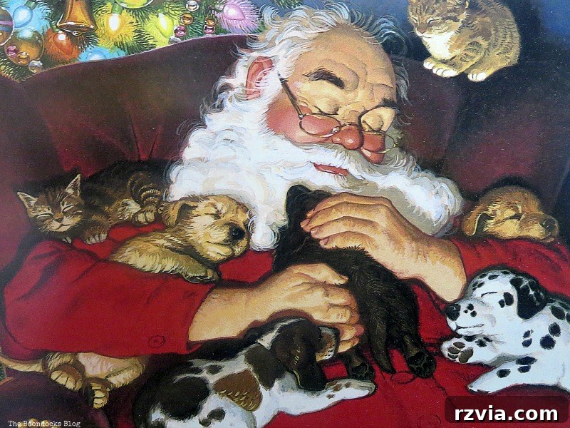 Vintage Santa Claus postcard with dogs, a blend of traditions