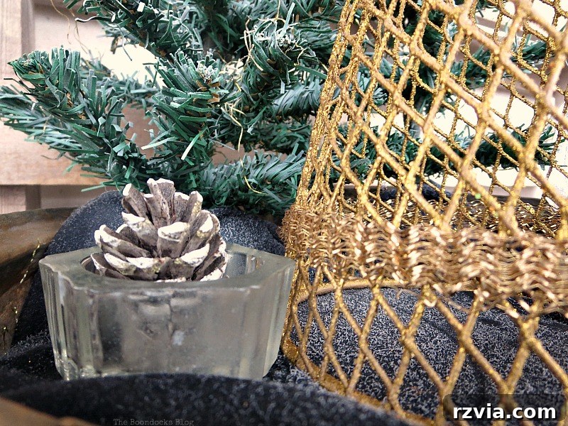tealight with pinecone, A repurposed Antique Cauldron for Christmas theboondocksblog