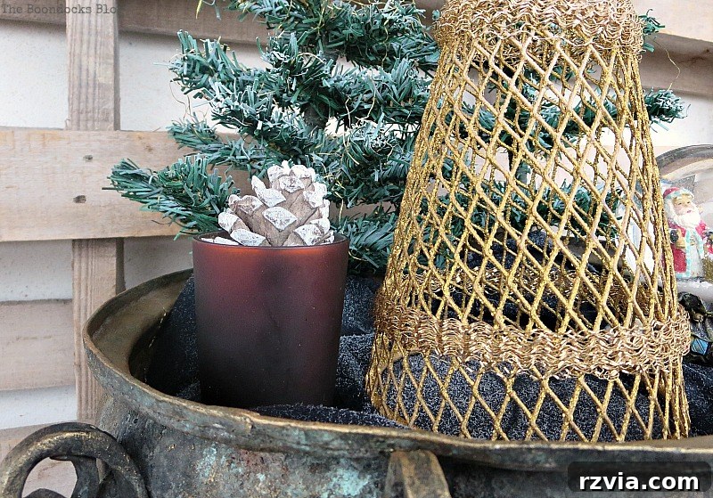 red votive, A repurposed Antique Cauldron for Christmas theboondocksblog