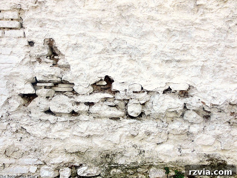 Stone Chronicles of the Shore 10 Detailed view of a crumbling wall, emphasizing the textures and patterns of deterioration in historic stone architecture. Image by www.theboondocksblog.com