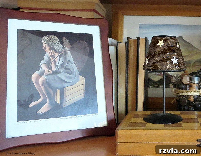 Red frame with an angel, conveying a melancholy theme within the Halloween Wall Unit Decor.