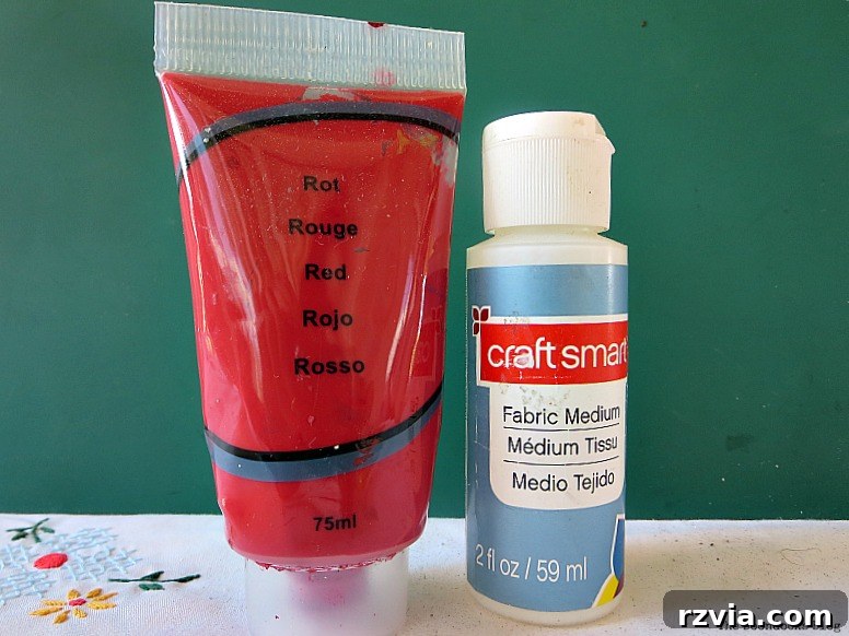 From Fabric Scraps to Adventure Packs 6 Acrylic paint mixed with fabric medium, an initial attempt for the backpack makeover.
